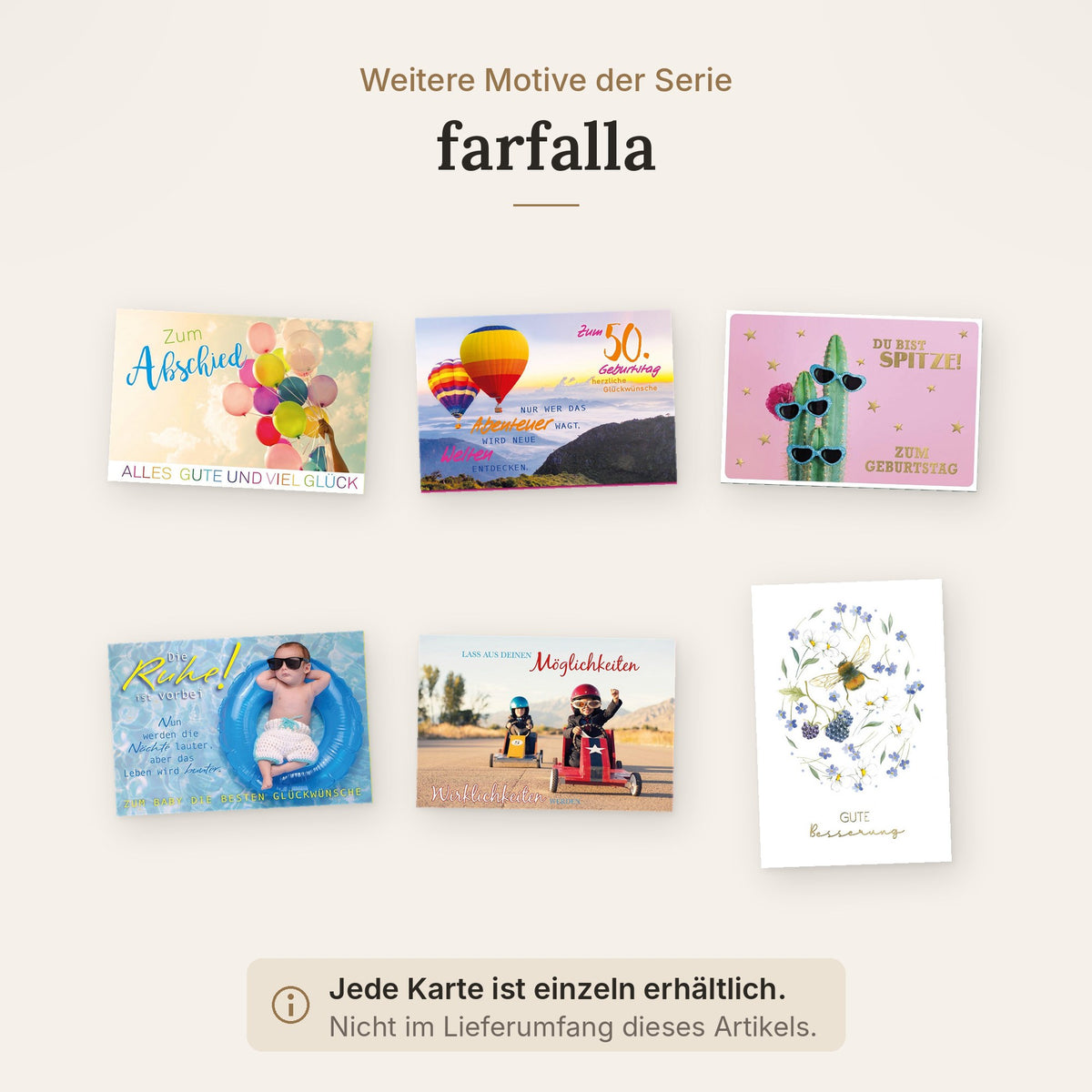 Weitere Motive der Serie farfalla, einzeln erhältlich
