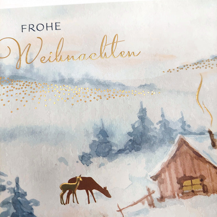 Weihnachtskarten-Set "Winterzauber" - 6 hochwertige Doppelkarten mit Aquarell-Designs und Umschlägen