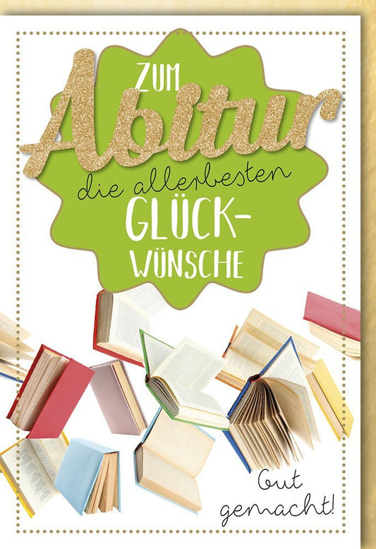 Abitur Glückwunschkarte "Erfolgsfeier" - Elegante Gratulation mit Goldglitzer für Prüfungserfolg, Hochwertig & Kreativ für Schüler & Studenten