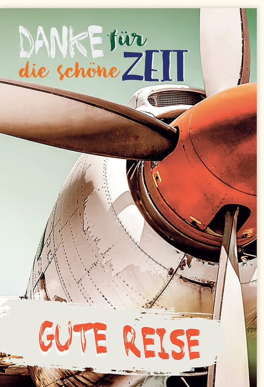 Abschiedskarte für Reisende – Bon Voyage mit Flugzeugmotiv, Perfekt für Kollegen & Freunde, Wünsche für eine Gute Reise und neue Abenteuer