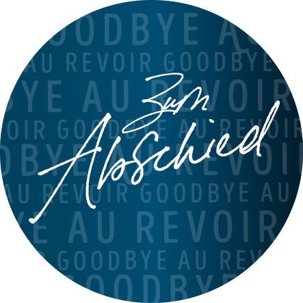 Abschiedskarte mehrsprachig Business - Design mit Schaumstoff - Klebepad auf Pappe