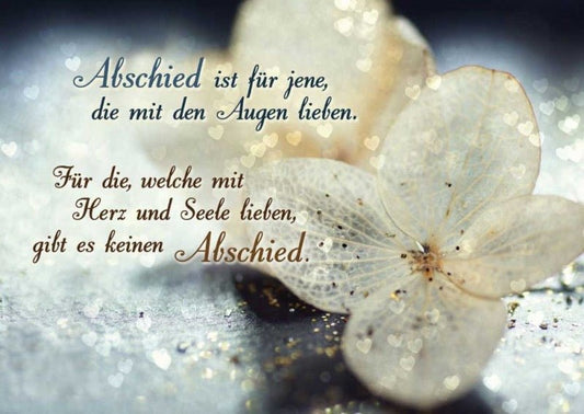 Abschiedskarte mit Lebensweisheit – Elegante Rose und inspirierender Spruch