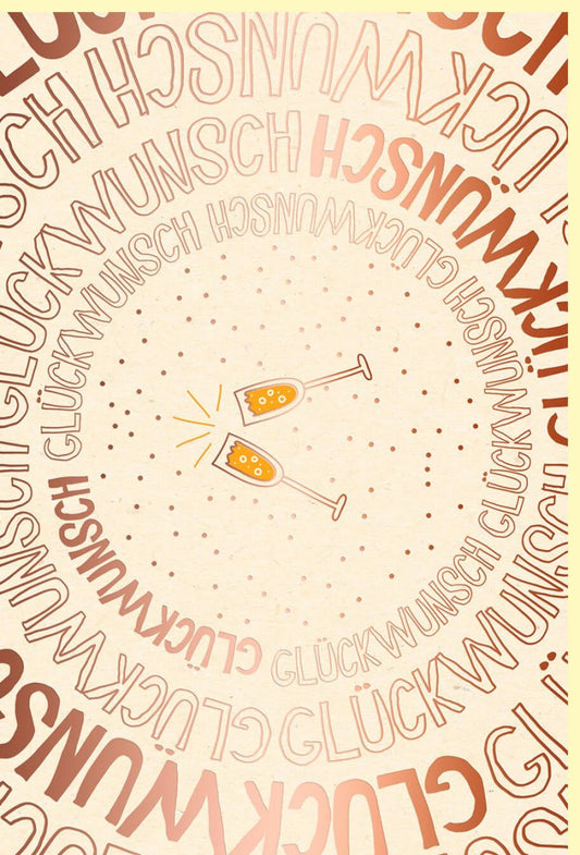 Allgemeine Feier Grußkarte – Elegante Glückwunschkarte aus Zuckerrohrpapier in Beige mit Roségold Metallicfolie, Hochwertiges Design