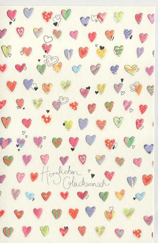 Allgemeine Glückwunschkarte aus Naturkarton mit kleinen Herzen, premium Design