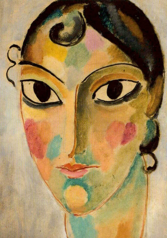 Blanko - Postkarte - Jawlensky "Asconeser Kopf", Expressionismus, Abstraktes Gesicht in Farben, Sammel - & Deko - Kunstkarte
