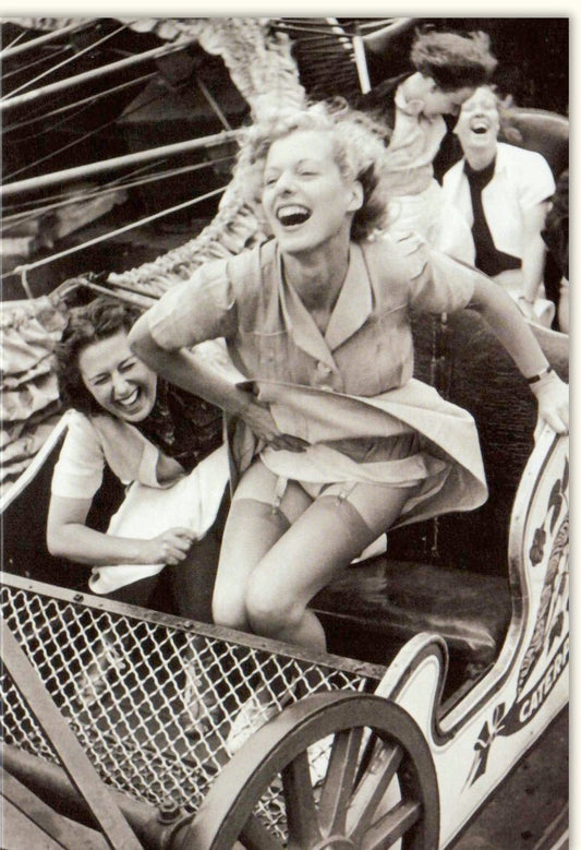 Blankokarte "Achterbahn - Abenteuer" - Schwarz - Weiß Freizeitpark - Motiv voller Spaß und Adrenalin, 210x148mm