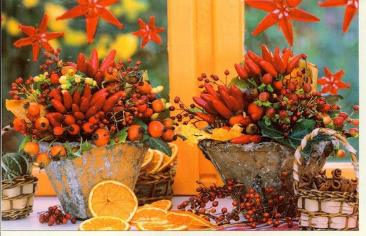 Blankokarte Herbstliches Fensterbank - Motiv ohne Text