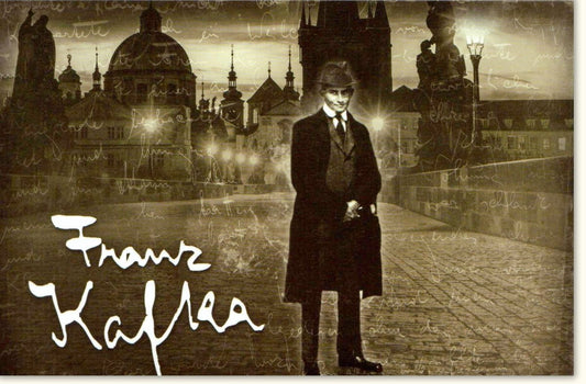 Blankokarte im Vintage - Stil - Schwarz - Weiß Design mit Franz Kafka Motiv, Retro Monochrom für besondere Anlässe