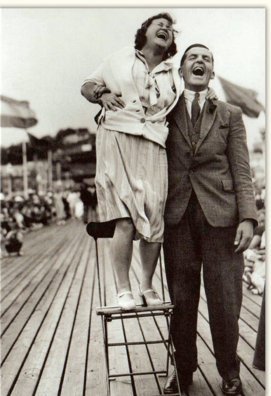 Blankokarte "Life is Joy" in Schwarz - Weiß - Vintage Retro Grußkarte für Momente voller Glück und Lachen, Celebration