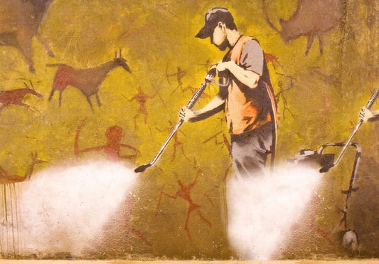 Blankopostkarte: Banksy Streetart, Urbane Graffiti - Kunst von Geheimnisvollem Künstler - Moderne Kunstgeschichte