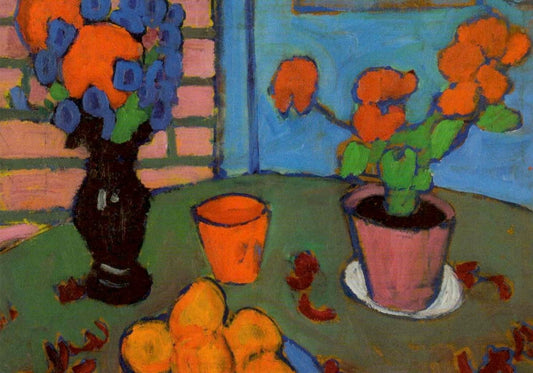 Blankopostkarte Expressionismus - Jawlensky Blumen Stillleben, Farbenfrohes Sammlerstück zur Dekoration