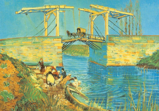 Blankopostkarte für Kunstliebhaber - Van Gogh Brücke in Arles, Farbenfrohe Reproduktion, Künstlerische Vintage Dekoration & Sammelobjekt