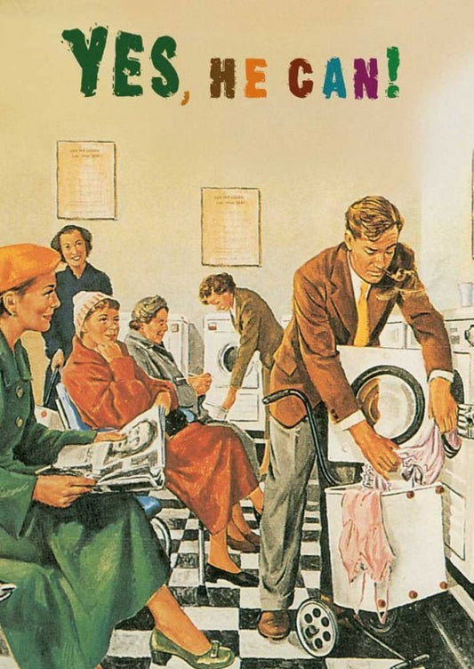 Blankopostkarte im Retro - Stil "Yes, he can" – Einzigartige Karte für jeden Anlass