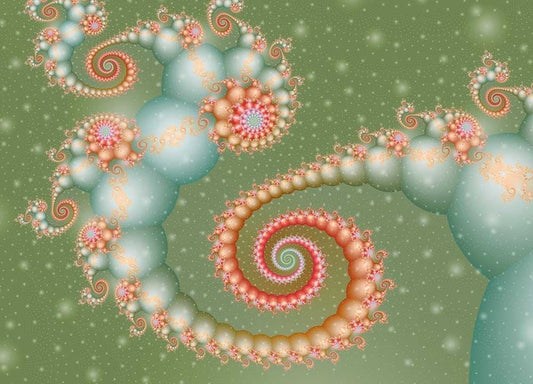 Blankopostkarte in Grün: Fractal IV Design