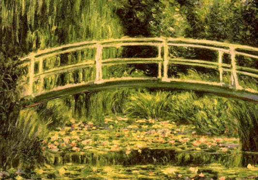 Blankopostkarte - Monet Seerosenteich, Künstlerisches Gartenmotiv im Vintage - Stil, Hochwertiger Fine Art Reprodruck für Kunstliebhaber