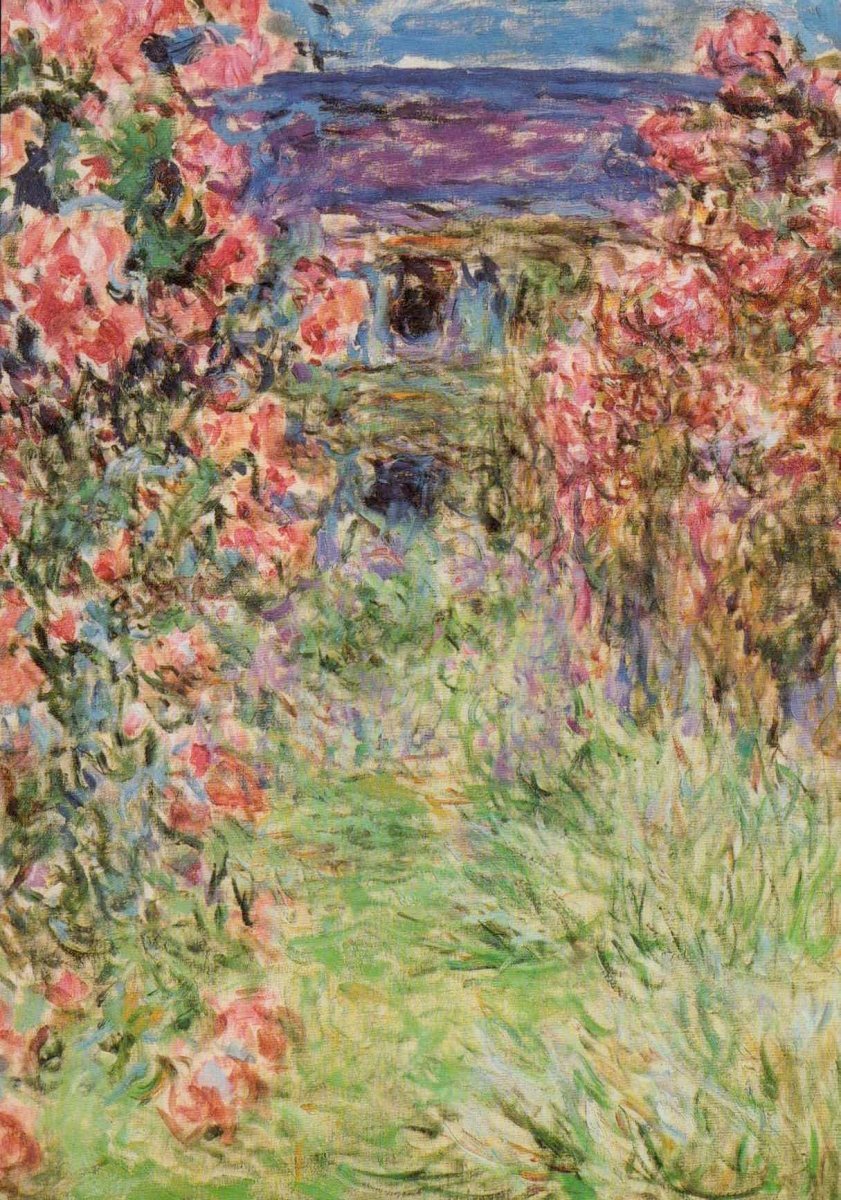 Blankopostkarte - Monet's Garten Impressionismus, Vintage 1920, Natur Landschaft Kunst, Sammlerstück Deko Geschenk