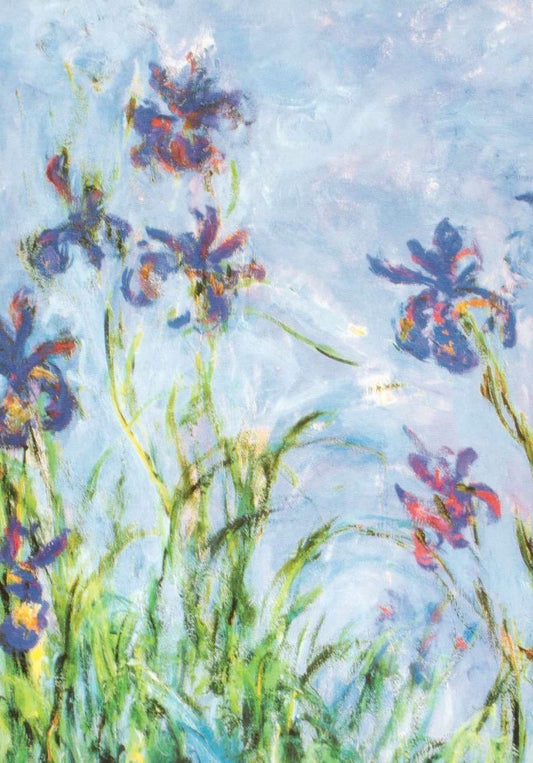 Blumen - Gemälde Postkarte Monet - Impressionistische Kunst, Vintage Blanko, Natur in Blau & Grün, Sammlerstück 1914 - 1917, Blankopostkarten