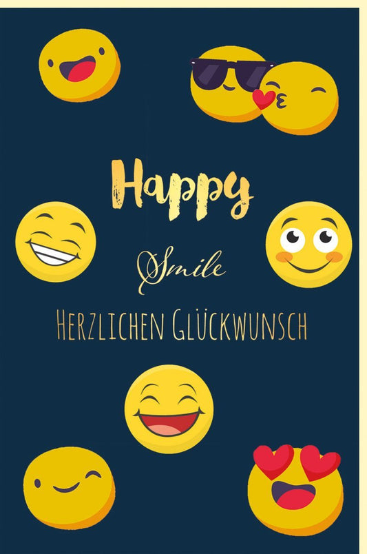 Emoji Geburtstagskarte - Schimmernde, bunte Glückwünsche für eine fröhliche Feier voller Lachen und Freude
