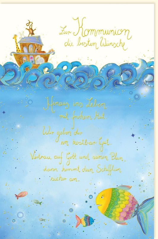 Erstkommunion Grußkarte - Exklusive Glückwünsche mit maritimen Motiven für das Sakramentfest
