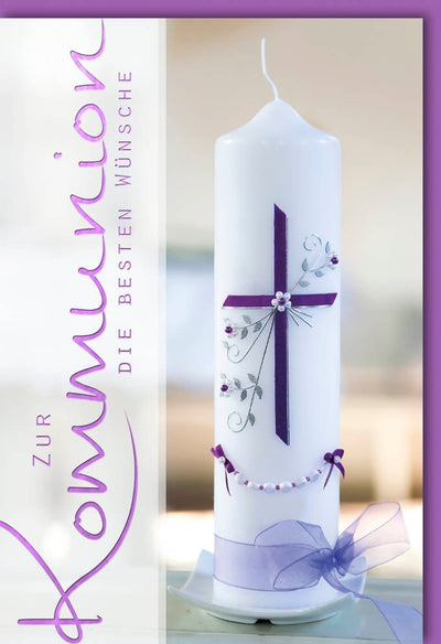 Erstkommunion Karte mit Kerzenmotiv - Spirituelle Grüße zur Feier des Sakraments, Christliche Einladung & Besinnliche Festlichkeit
