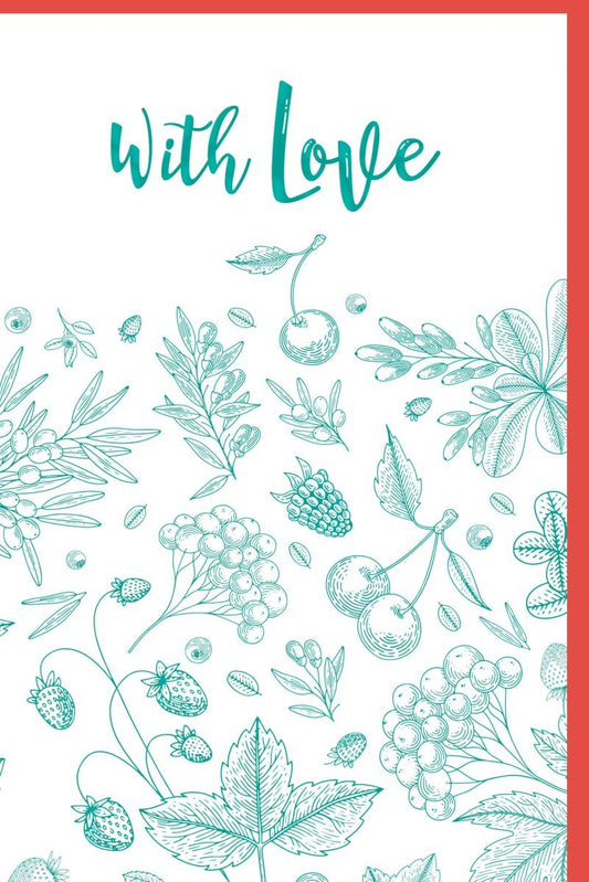 Feierliche Grußkarte: Blumen & Beeren Design, Naturillustration, Handgeschriebener Schriftzug für besondere Anlässe & Geschenke