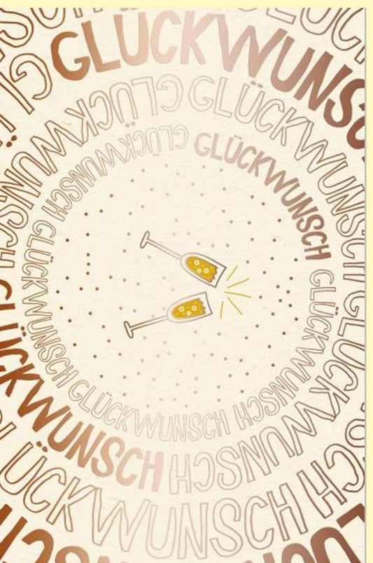 Feierliche Grußkarte – Nachhaltiges Zuckerrohrpapier, Elegantes Sektglas - Design, Beige, Perfekt für gesellige Anlässe mit Familie und Freunden
