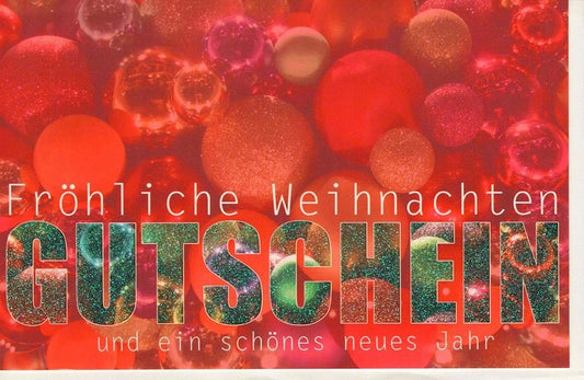 Festliche Grußkarte für Geschenkgutschein in Rot, ideal für die Weihnachtszeit