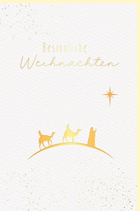 Festliche Weihnachtskarte - Elegante Grüße auf Naturkarton mit Goldakzenten für Familie und Freunde in Creme & Gold