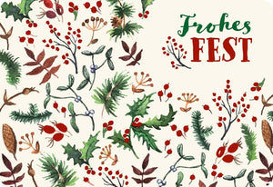 Festliche Weihnachtspostkarte mit Tannenzweigen - Frohes Fest Grüße