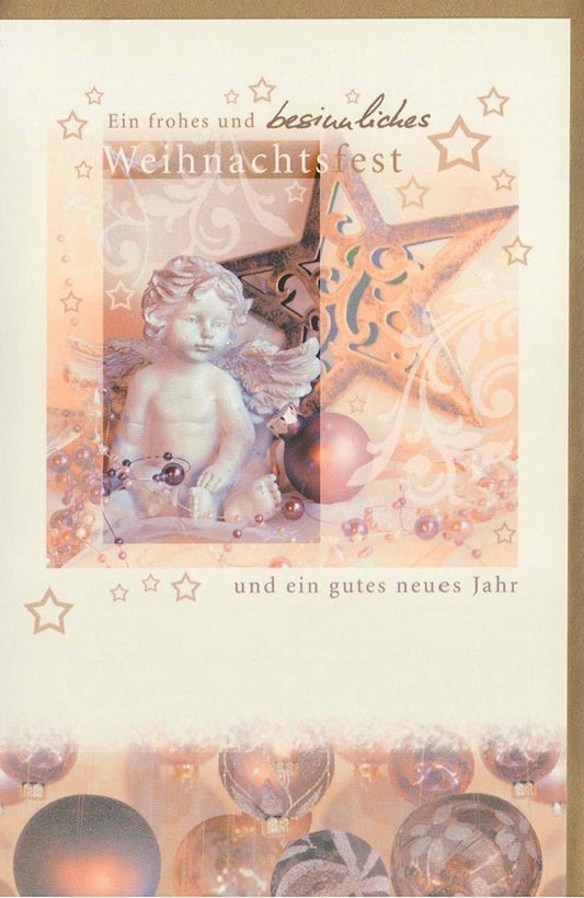 Festliche Weihnachtskarte mit goldenem Kuvert für besinnliche Grüße