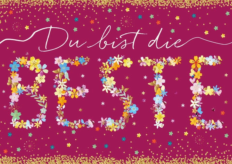 Freundschafts - Postkarte "Du Bist Die Beste" mit edler Folienprägung