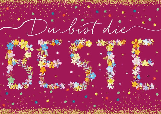 Freundschafts - Postkarte "Du Bist Die Beste" mit edler Folienprägung