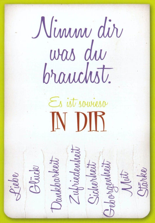 Freundschaftskarte mit inspirierendem Spruch: Nimm dir, was du brauchst