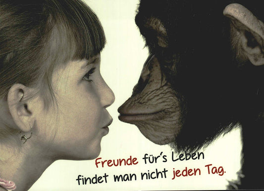 Freundschaftskarte mit Spruch Freunde fürs Leben Mädchen und Affe lustige Postkarte für beste Freunde Freundschaft Geschenkidee