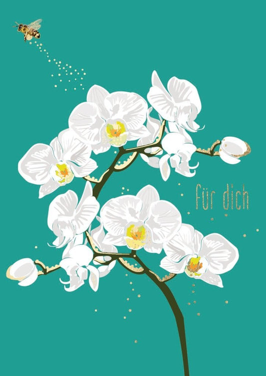 Freundschaftskarte Orchidee Weiß - Herzensgruß für Dich
