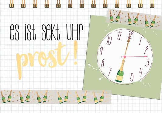 Freundschaftskarte: Zeit für Sekt - Stoßen wir an! Prost!