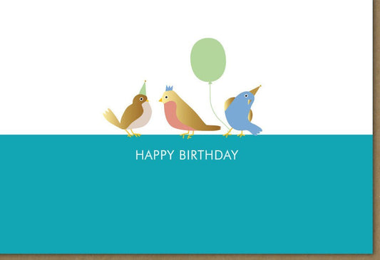 Fröhliche Geburtstagskarte mit Vögeln & Ballons – Bunter Gruß für eine gelungene Feier