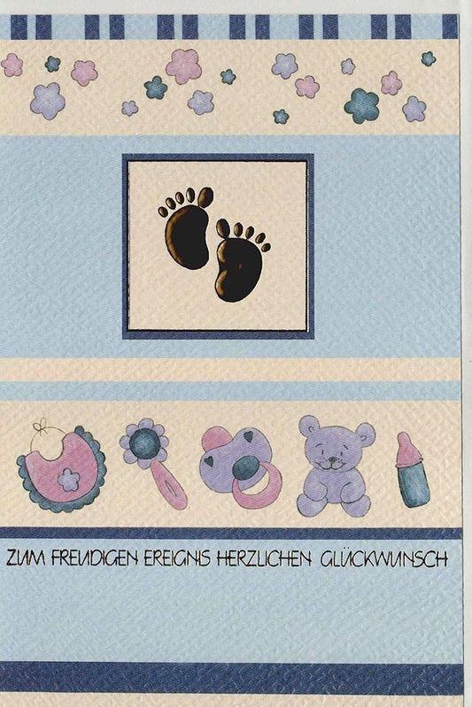 Geburtskarte Junge blau – Hochwertiger Karton mit edler Veredelung