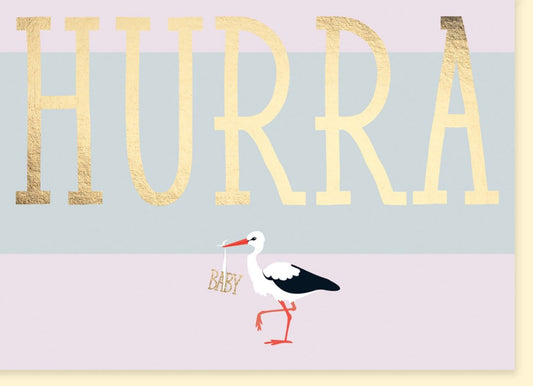 Geburtskarte "Willkommen, kleines Wunder!" - Storch & Baby Glückwünsche für frischgebackene Eltern