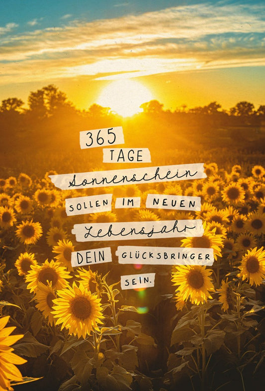 Geburtstagsgrußkarte mit Sonnenblumenfeld – Papier – Sonnenaufgang & Naturmotive für herzliche Glückwünsche