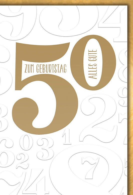 Geburtstagskarte 50 Jahre Geschäftlich – Goldene 50 mit stilvollem Zahlendesign