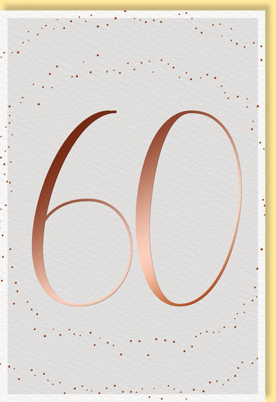 Geburtstagskarte 60 Jahre: Elegantes Design mit goldener Zahl und feinen Punkten auf weißem Hintergrund für runde Geburtstage.