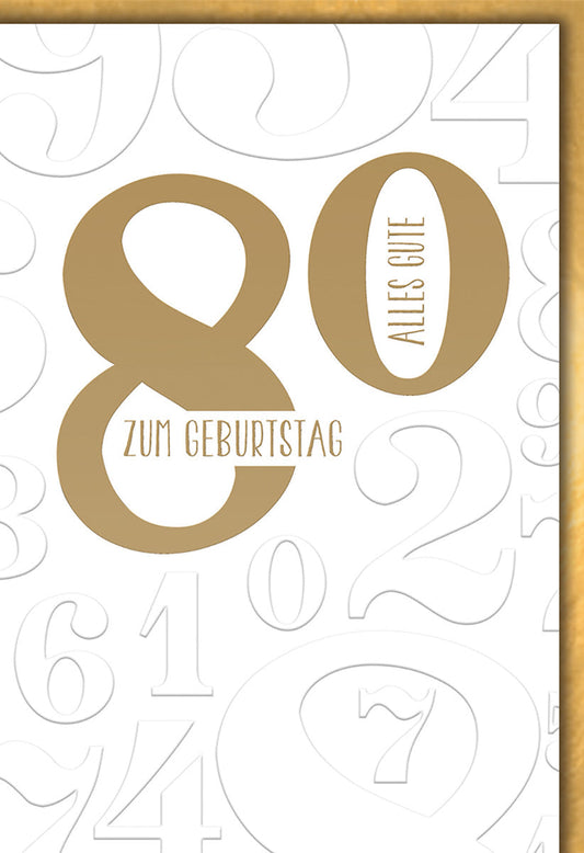 Geburtstagskarte 80 Jahre Geschäftlich – Goldene 80 mit stilvollem Zahlenmuster