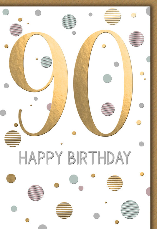 Geburtstagskarte 90 Jahre Geschäftlich – Goldene 90 mit stilvollen Punkten und Eleganz