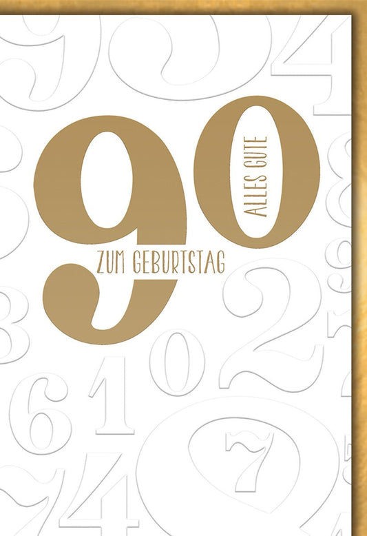Geburtstagskarte 90 Jahre Geschäftlich – Goldene 90 mit stilvollem Zahlenmuster