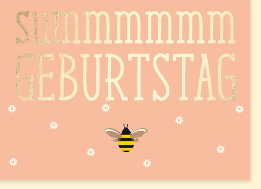 Geburtstagskarte "Bienenhafte Glückwünsche" - Humorvolle Grüße mit Pastellblumen für den besonderen Tag