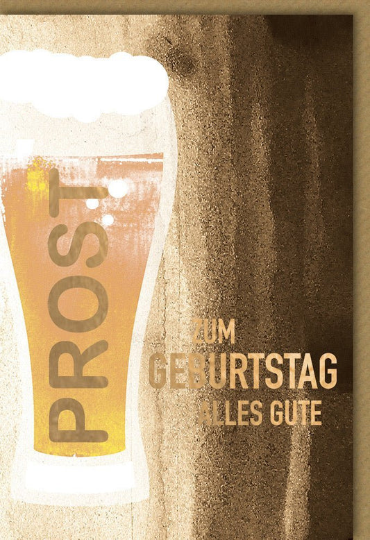 Geburtstagskarte Bier Vintage | Rustikales Prost - Design zum Feiern | Cheers Glückwunschkarte