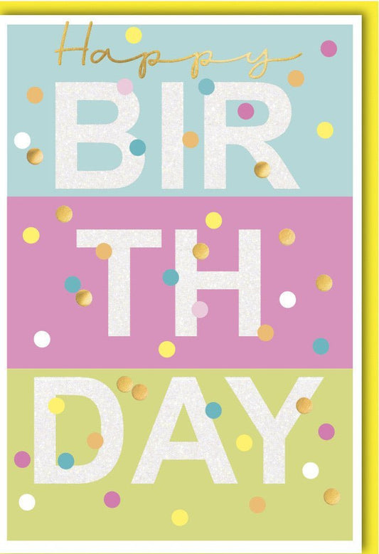 Geburtstagskarte - Bunte Punkte für fröhliche Happy Birthday Grüße, Ideal für Freunde, Familie & Kinder in Gelb und Rosa