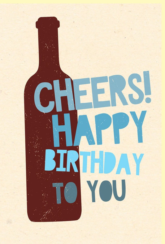 Geburtstagskarte "Cheers" in Beige, Blau & Braun - Zuckerrohrpapier für Erwachsene, Familie & Freunde - Glückwunschkarten Geburtstag