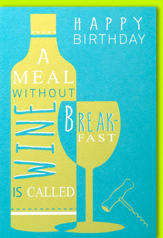 Geburtstagskarte "Cheers to You" - Humorvolle Wein - Motive & Typografie in Gelb - Blau, Perfekt für Geburtstags - Toast und Feierlichkeiten